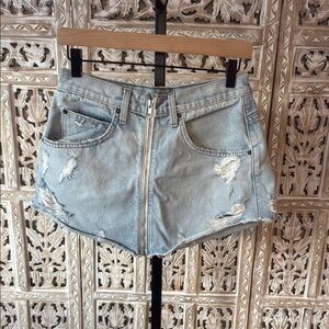 Carmar Light Blue Distressed Denim Shorts